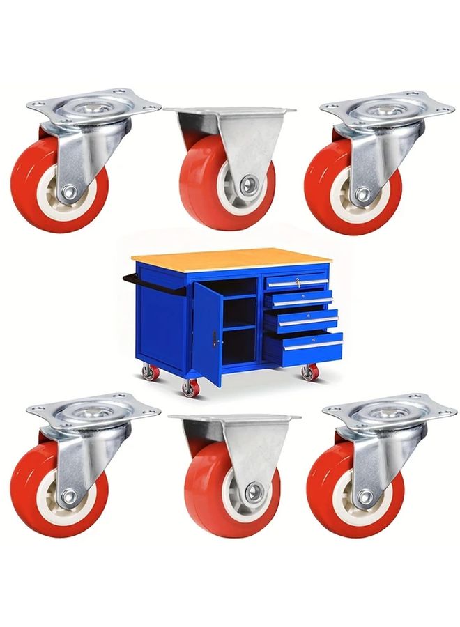 8pcs Swivel Caster Wheels 1 5 Inch PVC Construction With Mounting Brackets - Image 2