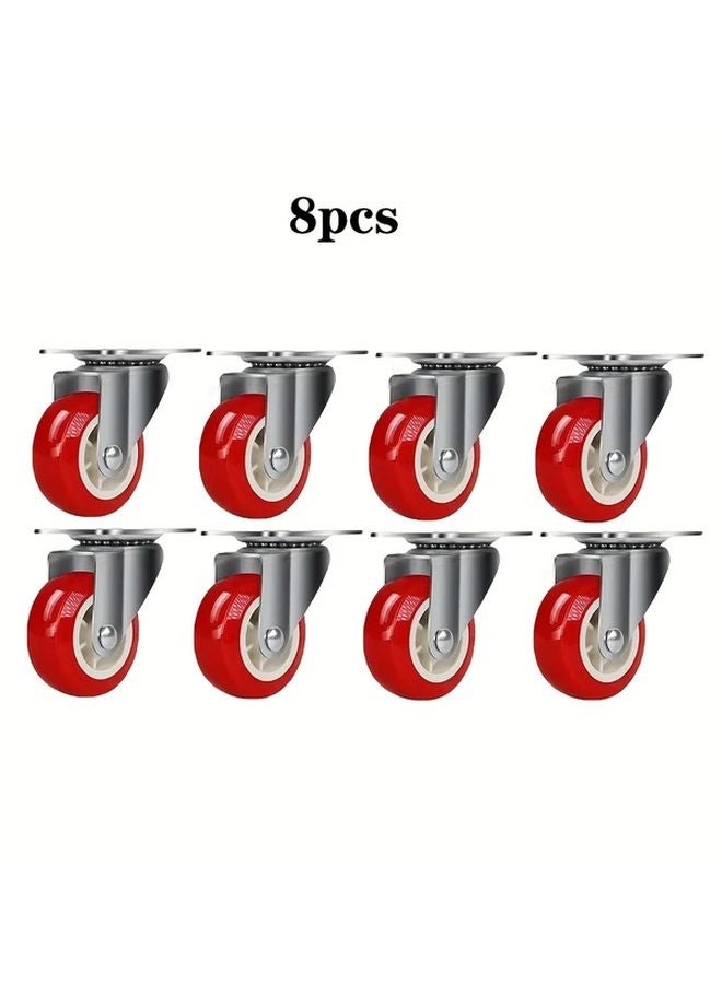 8pcs Swivel Caster Wheels 1 5 Inch PVC Construction With Mounting Brackets - Image 1