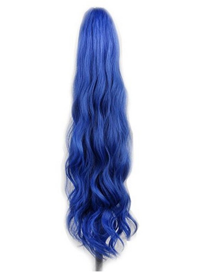 yuehong Long Wavy 21 Colorful Clip In On Hair Extensions Piece Curly Claw Ponytail Wig (Blue) 