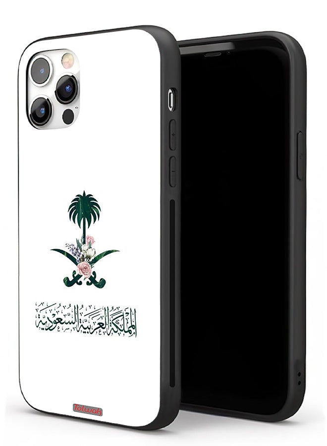 Tolwak جراب حماية لجهاز ابل ايفون 11 برو مع شعار المملكة العربية السعودية وشعار الزهور - Image 1