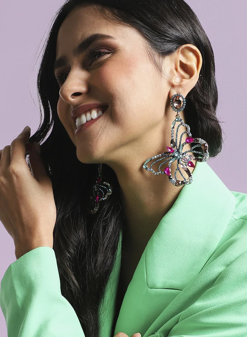 SOHI Crystal Butterfly Artificial Drop Earring Jewellery
