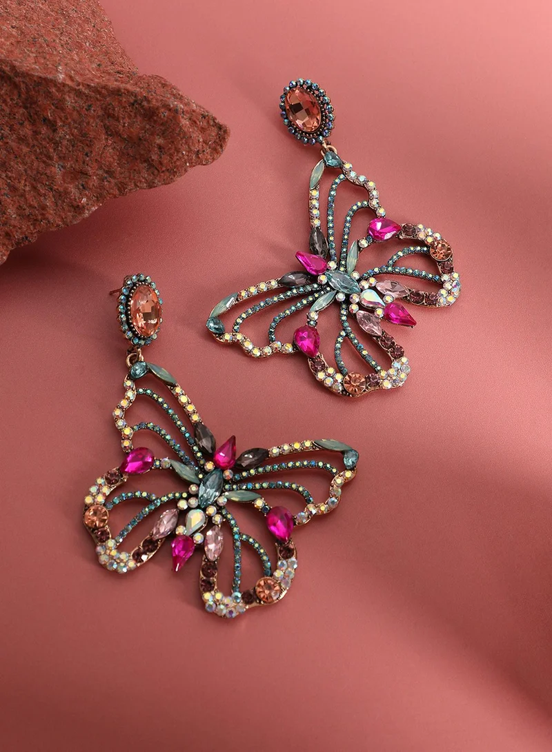 SOHI Crystal Butterfly Artificial Drop Earring Jewellery