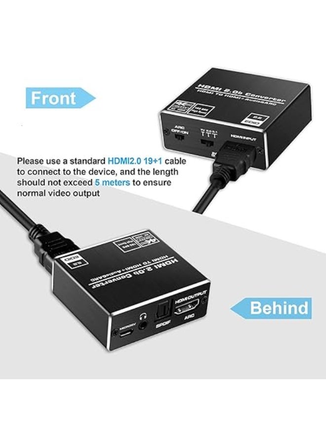 محول صوت HDMI 2.0b بدقة 4K عند 60 هرتز – من HDMI إلى HDMI + مخرج بصري توسلينك + صوت AUX 3.5 ملم L/R – موديل EPL-906H - Image 5