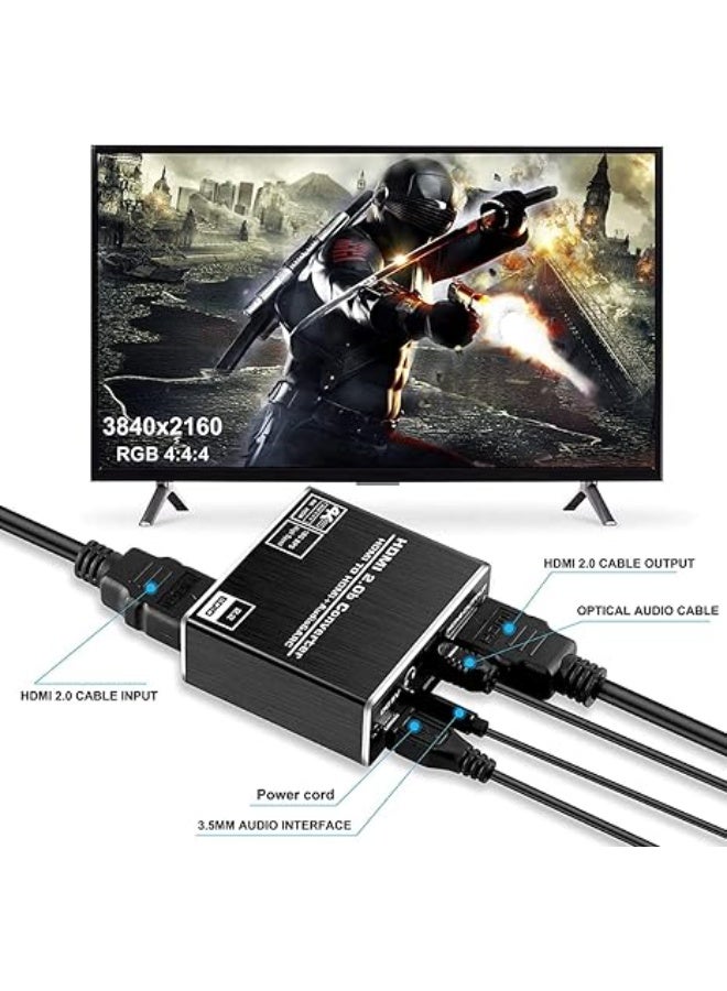 محول صوت HDMI 2.0b بدقة 4K عند 60 هرتز – من HDMI إلى HDMI + مخرج بصري توسلينك + صوت AUX 3.5 ملم L/R – موديل EPL-906H - Image 3