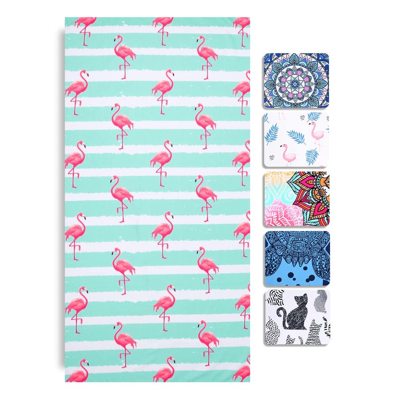 LIVILAN Blue Flamingo Beach Towel for Girls Kids, 30â€x60â€ Microfiber Thin Soft Bath Swimming Pool Travel Towel, Oversized Quick Dry Sand Free Lightweight Beach Towel, Flamingo Gifts for Women - Image 2