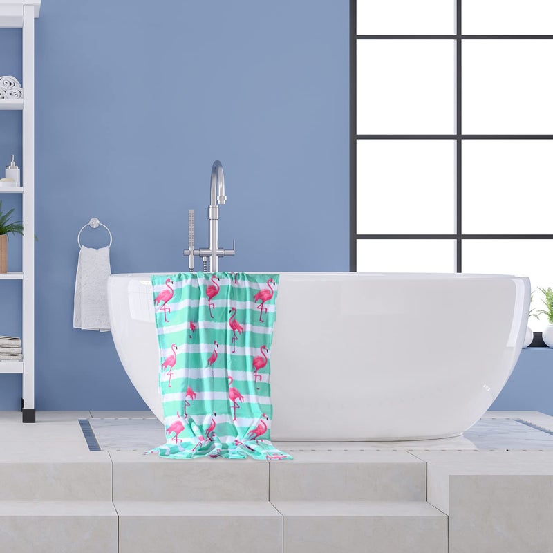 LIVILAN Blue Flamingo Beach Towel for Girls Kids, 30â€x60â€ Microfiber Thin Soft Bath Swimming Pool Travel Towel, Oversized Quick Dry Sand Free Lightweight Beach Towel, Flamingo Gifts for Women - Image 5