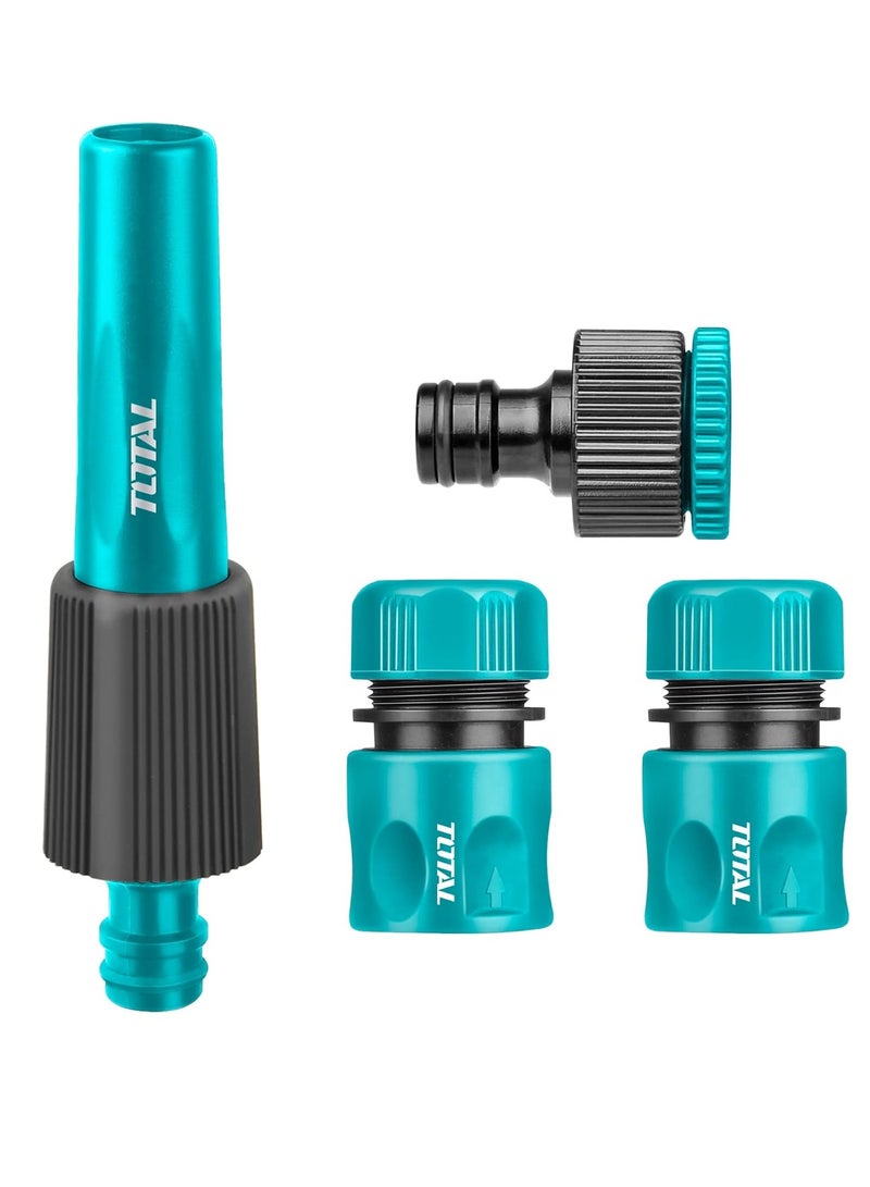 TOTAL Hose Connector Set-4 Piece-Quick Connect Hose Fittings for Easy Installation with Spray Nozzles and Water Hose Adapters- Hose Attachment Kit for Watering Accessories and Outdoor Watering Tools - Image 1