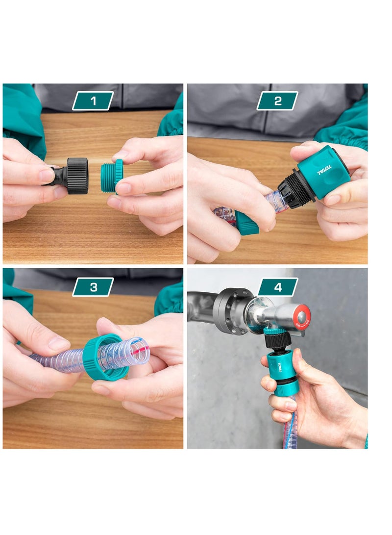 TOTAL Hose Connector Set-4 Piece-Quick Connect Hose Fittings for Easy Installation with Spray Nozzles and Water Hose Adapters- Hose Attachment Kit for Watering Accessories and Outdoor Watering Tools - Image 2