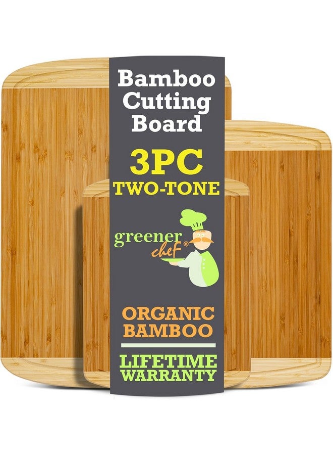 Greener Chef GREENER CHEF Organic Bamboo Cutting Board Set of 3 with Lifetime Replacements - Wood Cutting Board Set with Juice Groove - Wooden Chopping Board Set for Kitchen, Meat, Vegetables and Cheese  - Image 1