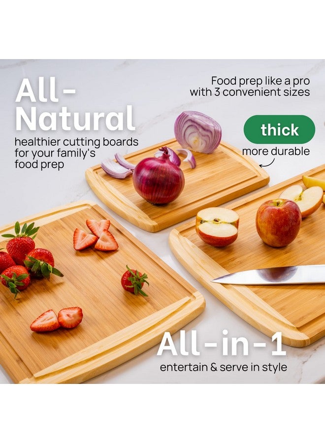 Greener Chef GREENER CHEF Organic Bamboo Cutting Board Set of 3 with Lifetime Replacements - Wood Cutting Board Set with Juice Groove - Wooden Chopping Board Set for Kitchen, Meat, Vegetables and Cheese  - Image 4