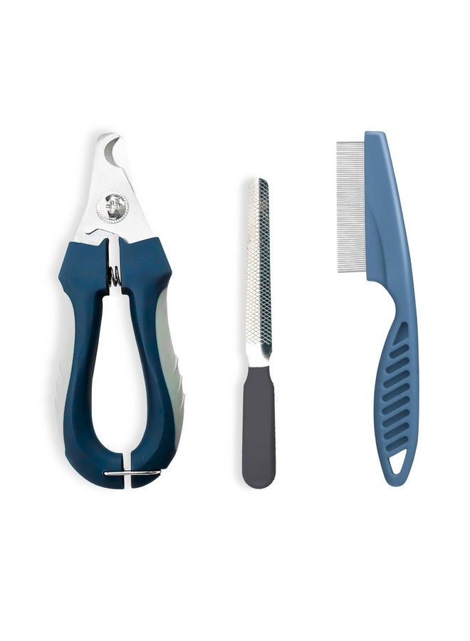 BURAQ Pets Proffesional 2 In 1 Dog Nail Cutter With Nail Filer & Flea Comb, Claw Grooming Tool Set For Small, Medium, And Large Dogs, Puppies, Cats & Kittens (Nail Cutter + Flea Comb) - Image 1