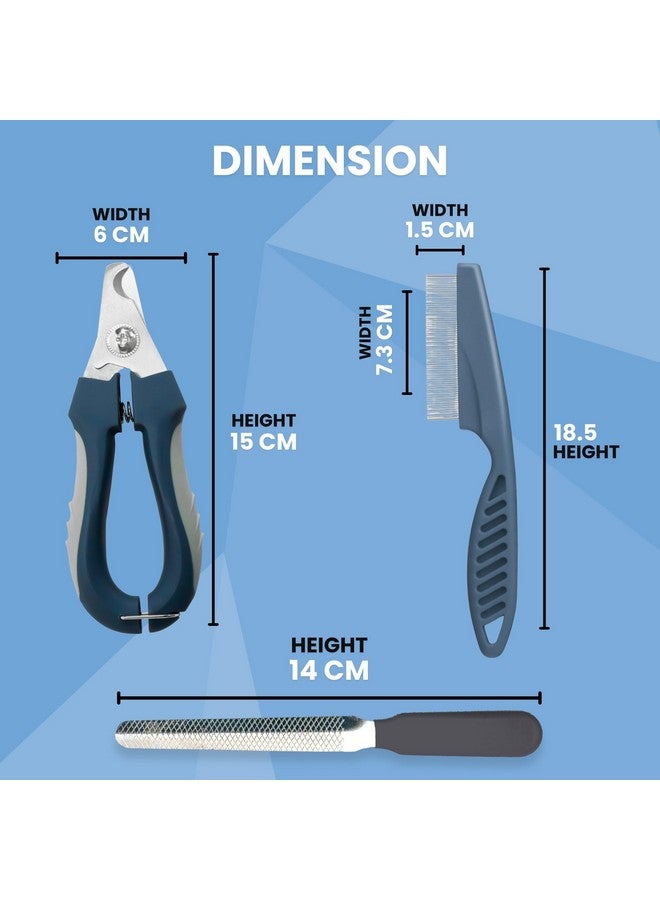 BURAQ Pets Proffesional 2 In 1 Dog Nail Cutter With Nail Filer & Flea Comb, Claw Grooming Tool Set For Small, Medium, And Large Dogs, Puppies, Cats & Kittens (Nail Cutter + Flea Comb) - Image 2