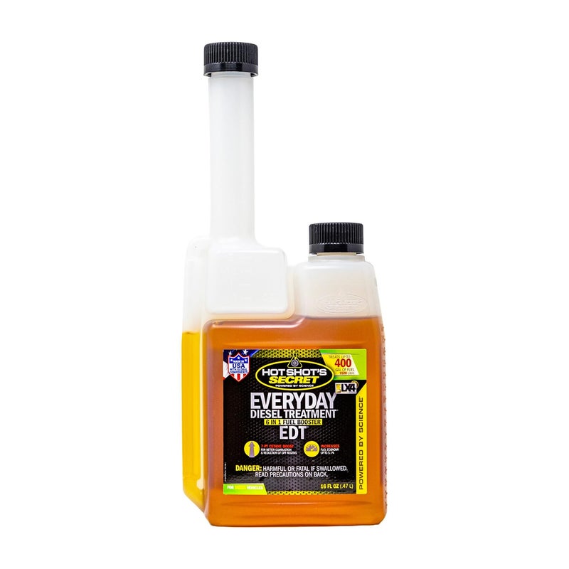 Hot Shot's Secret Everyday Diesel Treatment (HSSEDT16ZS) 6-in-1 Diesel Fuel Additive - Treats 400 Gallons, Diesel Injector Cleaner, Diesel Fuel System Cleaner, Diesel Additive Boosts Cetane, 16oz - Image 1