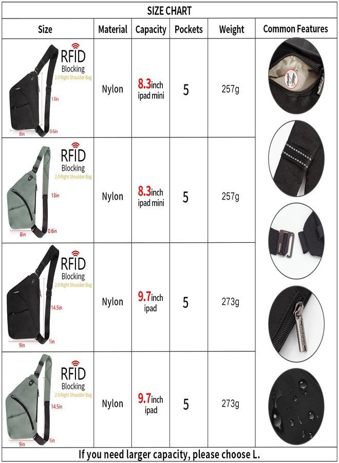 OSOCE RFID Travel Sling Bag, Anti Theft Travel Bag for Women Chest Casual Daypack Lightweight Outdoor Sport Shoulder Crossbody Hiking Bag,Night Black,Small - Image 2