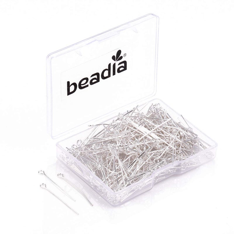 BEADIA Open Eye Pins Silver Head Pins for DIY Jewelry Making 30mm 300pcs - Image 1