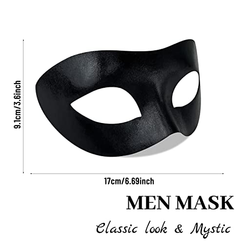 IncreDecor Masquerade Mask For Men, Mardi Gras Mask Halloween Venetian, Mens Black Faux Leather Design (Gentle Man) - Image 2