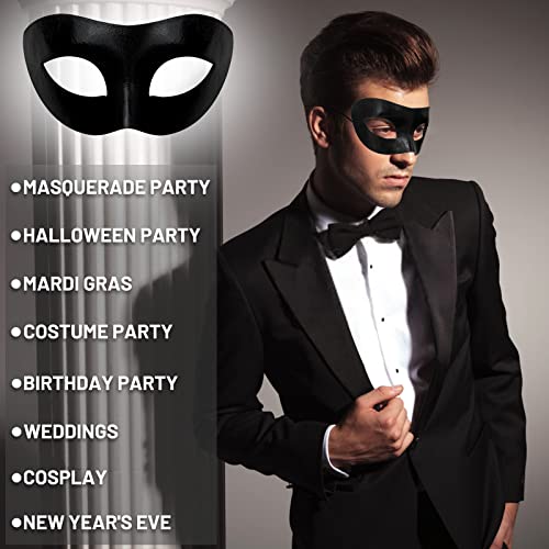 IncreDecor Masquerade Mask For Men, Mardi Gras Mask Halloween Venetian, Mens Black Faux Leather Design (Gentle Man) - Image 5
