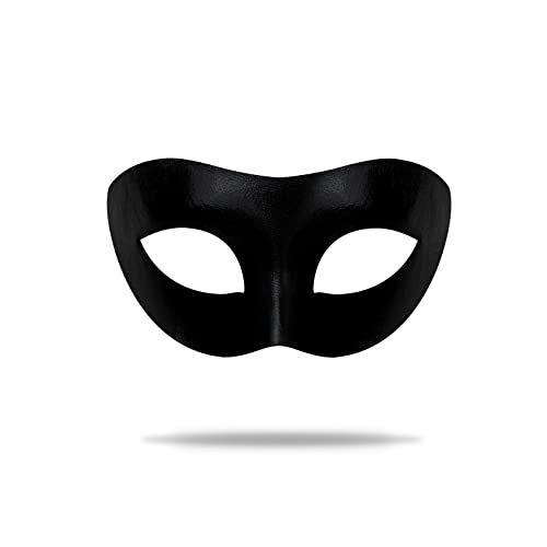 IncreDecor Masquerade Mask For Men, Mardi Gras Mask Halloween Venetian, Mens Black Faux Leather Design (Gentle Man) - Image 1