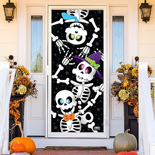 JOYIN 30x72 Door Cover Skeleton Halloween Decorations Indoor Home Decor Haunted House Stickers Party Supplies Favors for Garage Window Wall Cover Cute - Image 1