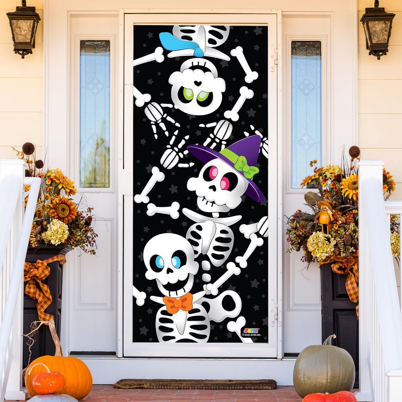 JOYIN 30x72 Door Cover Skeleton Halloween Decorations Indoor Home Decor Haunted House Stickers Party Supplies Favors for Garage Window Wall Cover Cute - Image 2