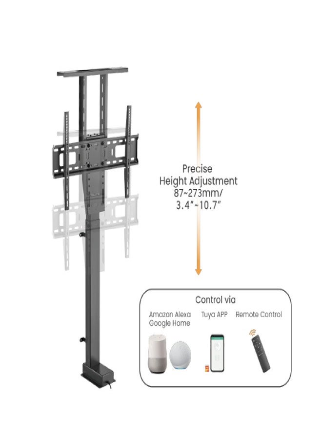 Skill Tech SH 46MX Smart Motorized TV Lift Stand – Large Size, Matte Black, Heavy-Duty Steel & Aluminum, Remote Control, Adjustable Height, Fits Most TVs – Home Entertainment Furniture  - Image 2