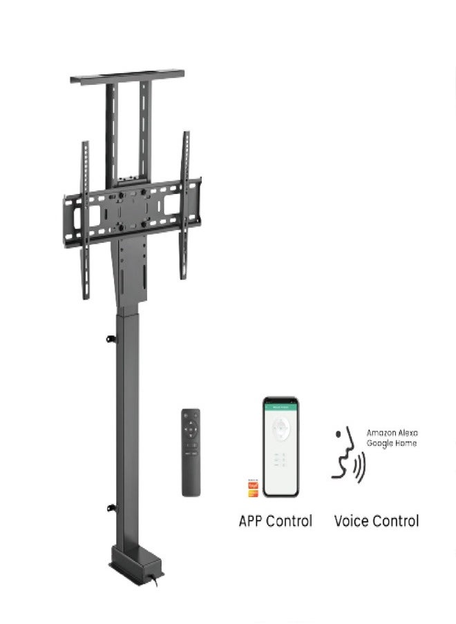 Skill Tech SH 46MX Smart Motorized TV Lift Stand – Large Size, Matte Black, Heavy-Duty Steel & Aluminum, Remote Control, Adjustable Height, Fits Most TVs – Home Entertainment Furniture  - Image 1
