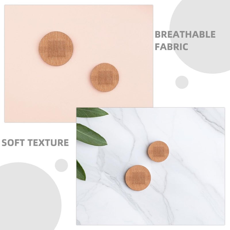 Round Fabric Adhesive Bandages 80Pcs Set with 22Mm, 25Mm, 30Mm, 38Mm Sizes, Breathable Elastic Spot Plasters for Finger and Knuckle Wound Protection, Large Brown Skin Bandages for - Image 3