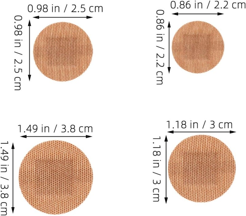 Round Fabric Adhesive Bandages 80Pcs Set with 22Mm, 25Mm, 30Mm, 38Mm Sizes, Breathable Elastic Spot Plasters for Finger and Knuckle Wound Protection, Large Brown Skin Bandages for - Image 2