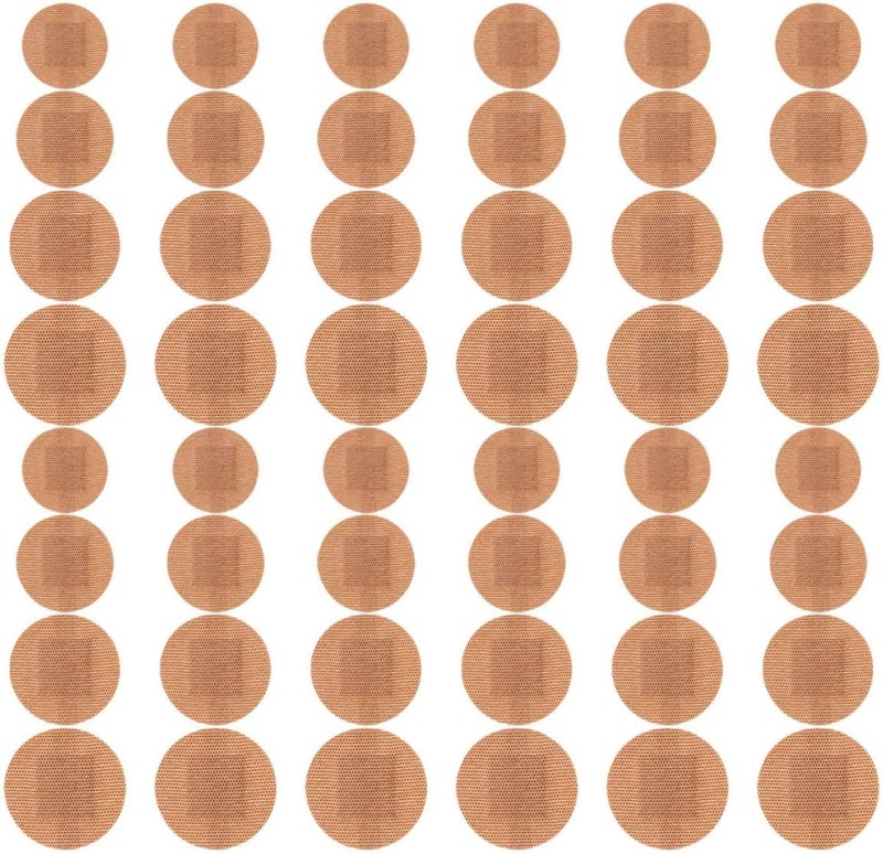 Round Fabric Adhesive Bandages 80Pcs Set with 22Mm, 25Mm, 30Mm, 38Mm Sizes, Breathable Elastic Spot Plasters for Finger and Knuckle Wound Protection, Large Brown Skin Bandages for - Image 1