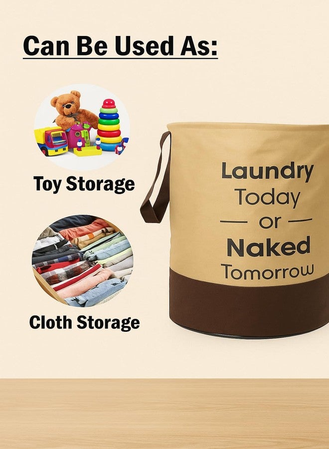 BLESS BERRIES Laundry Basket 45L Pack of 4, Foldable Laundry Hamper with Handles, Non-Woven Clothes Storage Basket for Dirty Clothes, Laundry Bag Organizer for Bedroom Bathroom Laundry Room, Brown - Image 3
