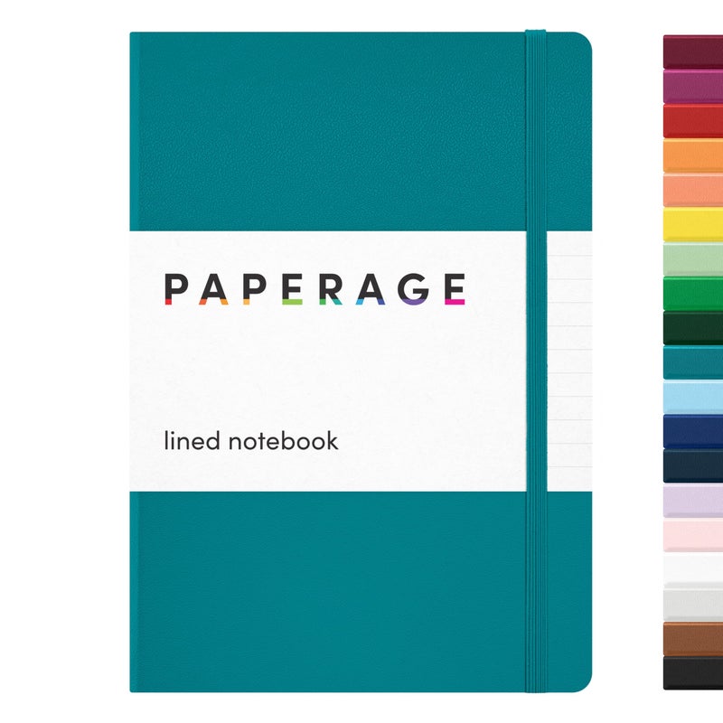 PAPERAGE Lined Journal Notebook Turquoise 160 Pages Medium 56 in x 8 in 100 GSM Thick Paper Hardcover Journaling Notebook for Work School Note Taking