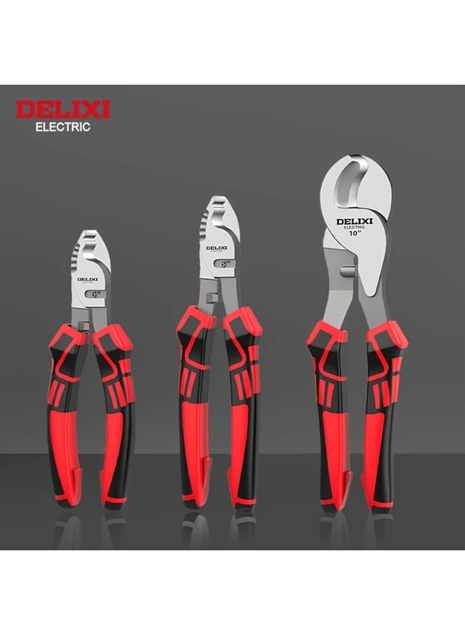 Delixi 8 Inch Alloy Steel Cable Cutter Non Slip Insulated Handle Wire Stripper Tool - Image 2