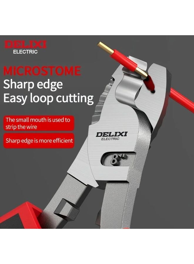 Delixi 8 Inch Alloy Steel Cable Cutter Non Slip Insulated Handle Wire Stripper Tool - Image 4