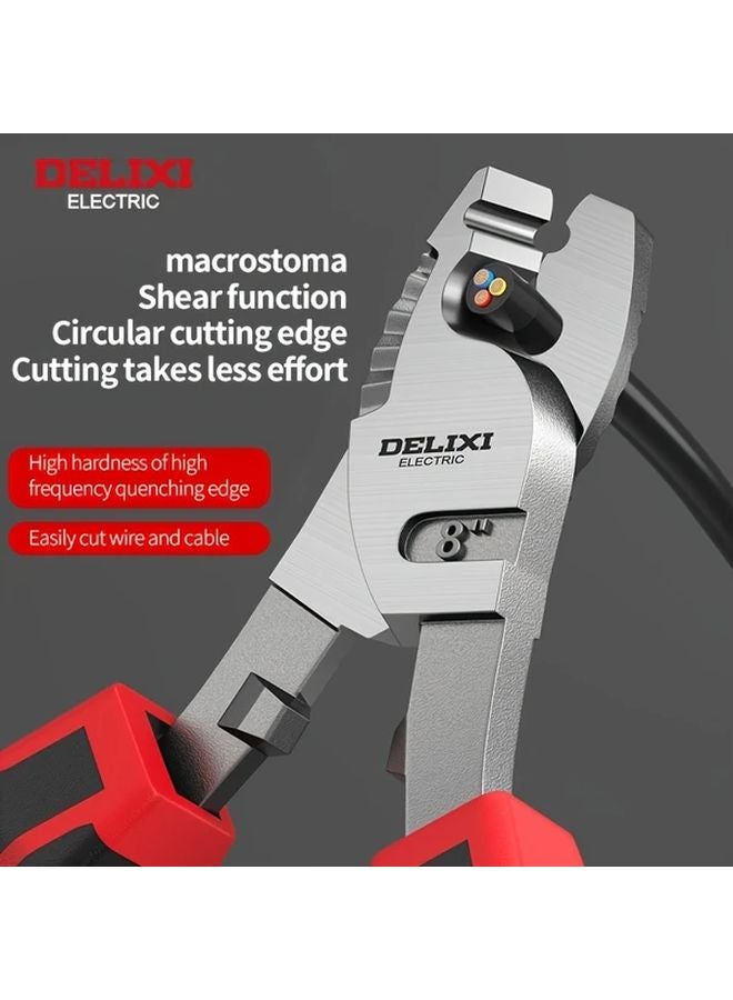 Delixi 8 Inch Alloy Steel Cable Cutter Non Slip Insulated Handle Wire Stripper Tool - Image 5
