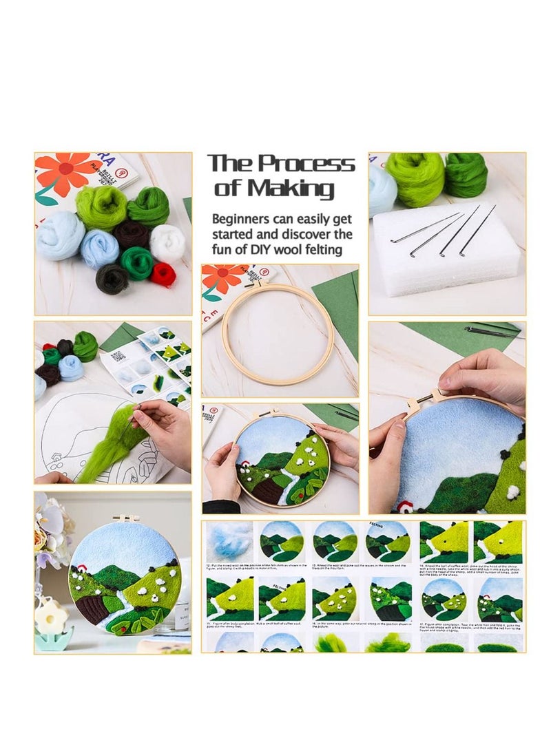 Embroidery Kits, Needle Felt Starter Set for Beginners, Wool Needle Felt Set with Embroidery Hoop Color Threads Felt - Image 2