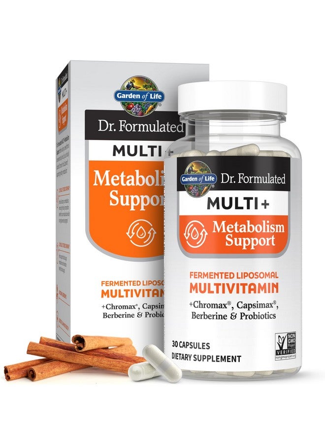 Garden of Life Dr. Formulated Multi+ Metabolism Support - Fermented Liposomal Multivitamin + Chromax, Capsimax, Berberine & Probiotics - 30 Capsules - Image 1