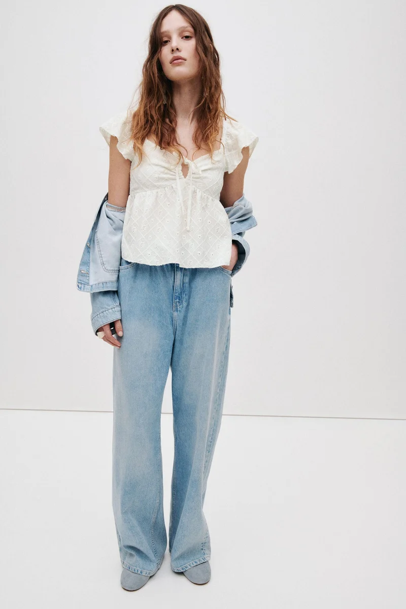 اتش اند ام بلوزة جيرسيه بحياكة بوينتيل