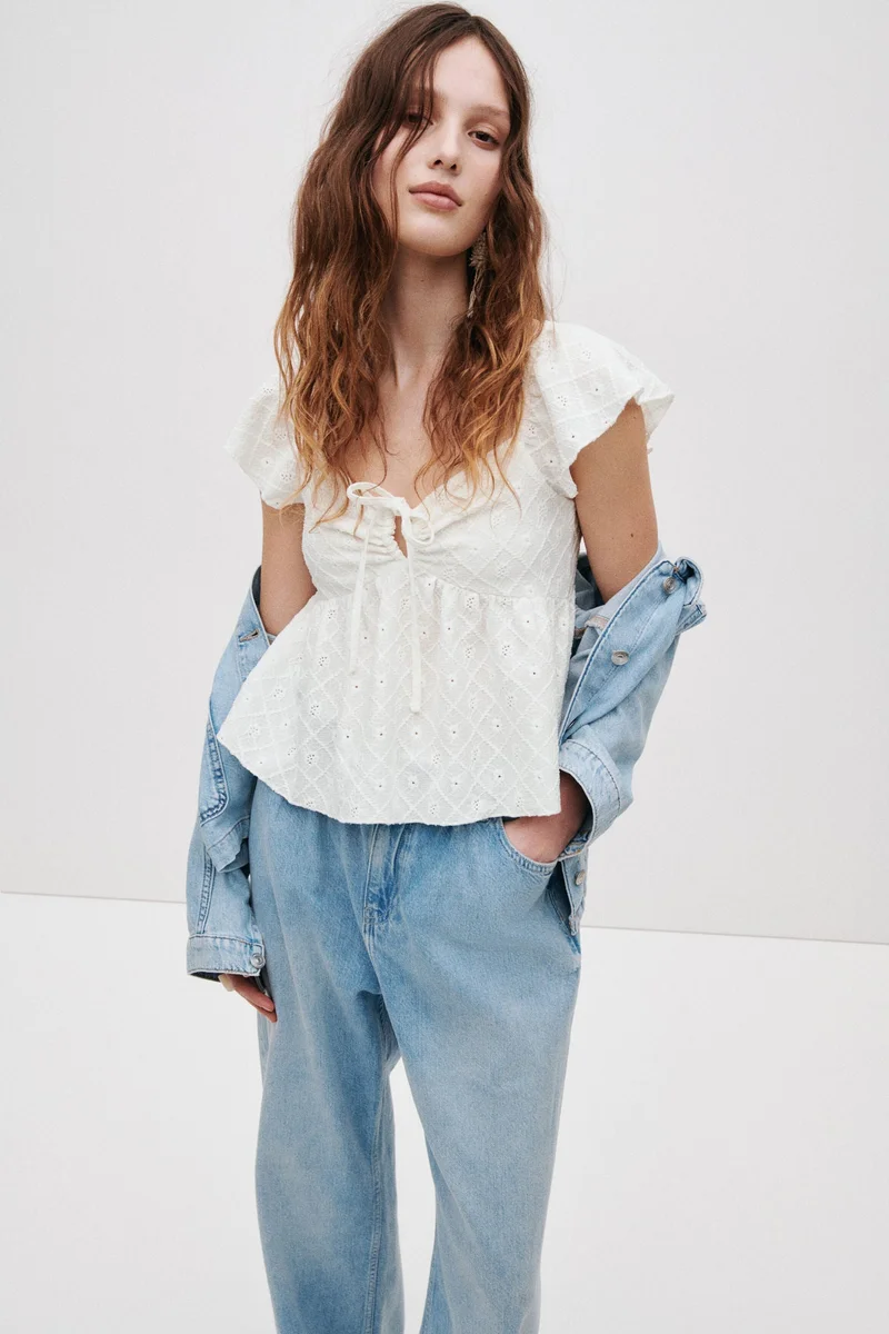 اتش اند ام بلوزة جيرسيه بحياكة بوينتيل