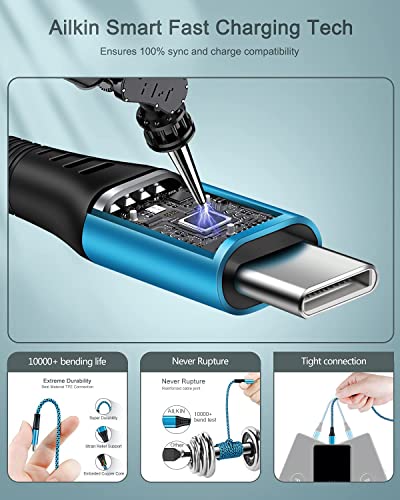AILKIN USB C to C Charging Cable for iPhone 17/Air/17 Pro/16Pro Max/16/15, 2Pack/6FT Long Nylon Android Phone Type C Charger Cord Fast Charge USB C Wire for Galaxy A17 A16 A56 A55 S25 S24Ultra Google iPad - Image 2