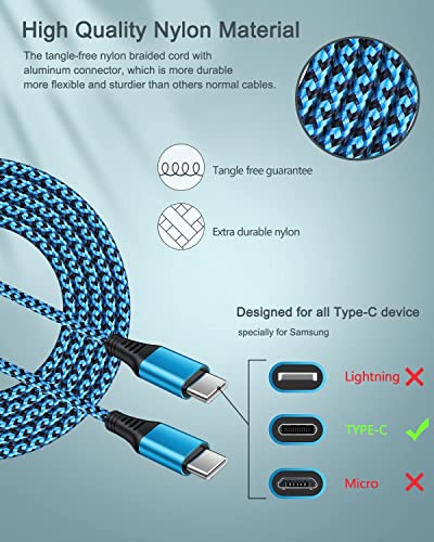 AILKIN USB C to C Charging Cable for iPhone 17/Air/17 Pro/16Pro Max/16/15, 2Pack/6FT Long Nylon Android Phone Type C Charger Cord Fast Charge USB C Wire for Galaxy A17 A16 A56 A55 S25 S24Ultra Google iPad - Image 3