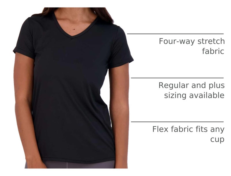 REALESSENTIALS Real Essentials 5 Pack: Women's Dry Fit Short Sleeve V Neck Workout Top - Fitness Pilates Gym Athletic Yoga T-Shirt (Plus Available), Set 6, L - Image 4