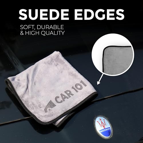 CAR101 Premium Car Wash Mitt 1800 GSM & Microfiber Towel 500 GSM (75x35cm) - Combo | Ultra Soft Chenille Glove | Super Absorbent Cleaning Cloth | Scratch-Free | Lint-Free | for Car & Bike Detailing - Image 4