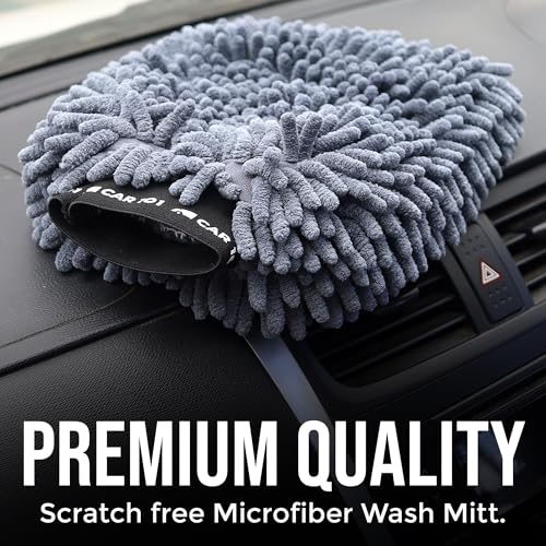 CAR101 Premium Car Wash Mitt 1800 GSM & Microfiber Towel 500 GSM (75x35cm) - Combo | Ultra Soft Chenille Glove | Super Absorbent Cleaning Cloth | Scratch-Free | Lint-Free | for Car & Bike Detailing - Image 3