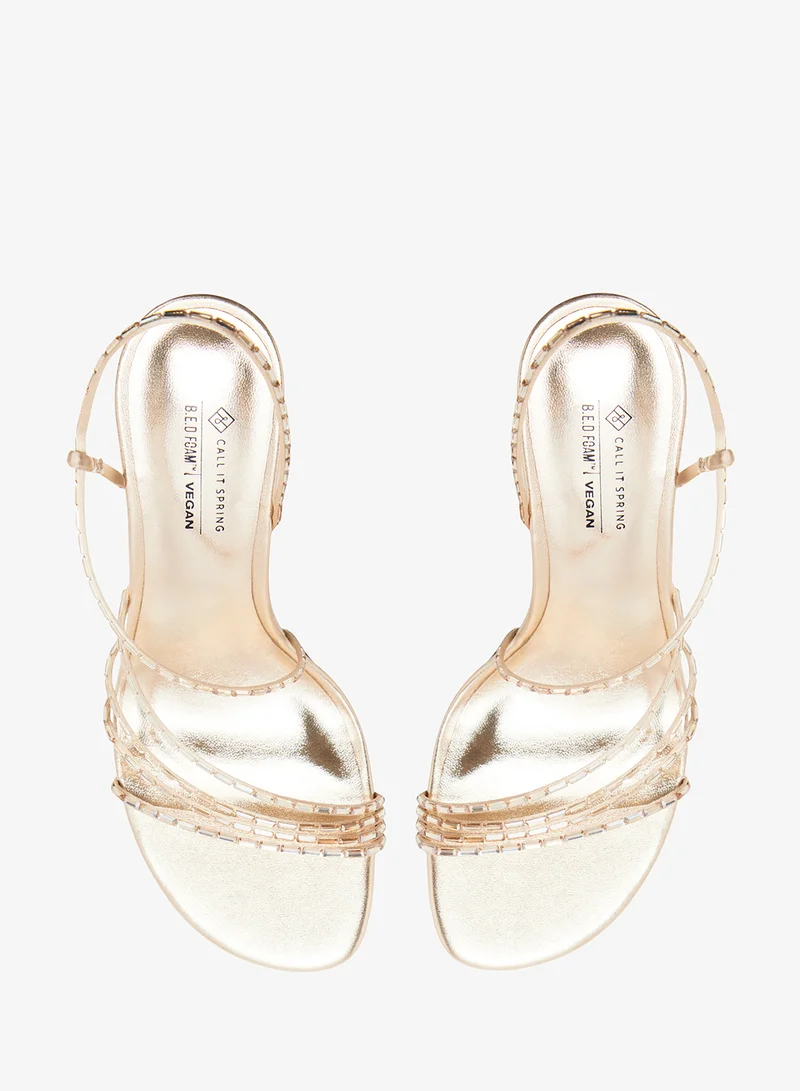 Call it Spring GOLD Envyy Slingback Heeled Sandals for Women | Best Price UAE