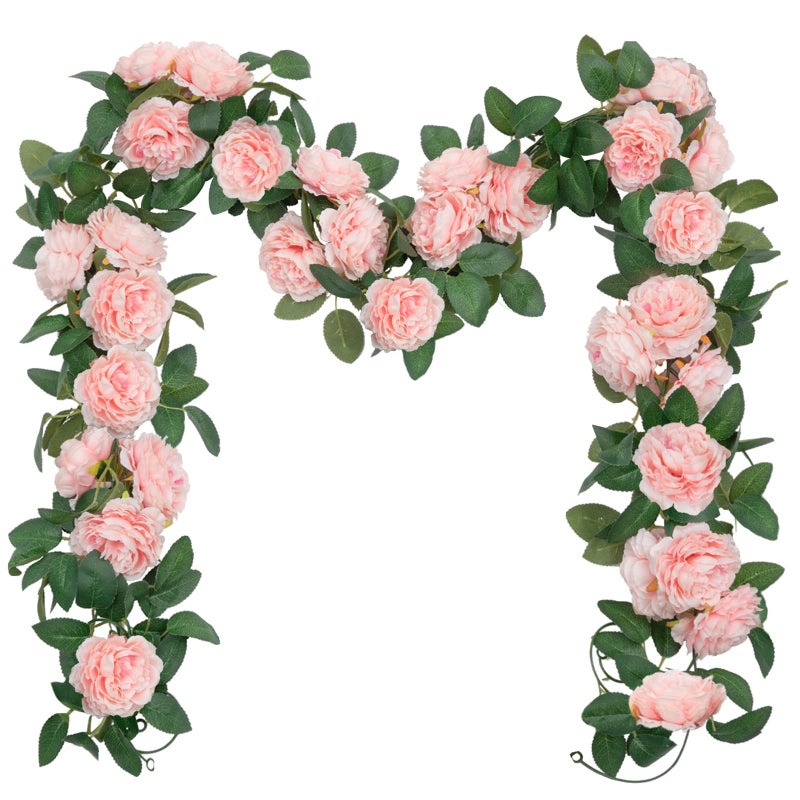 SHACOS 3pcs Artificial Flowers Garland Hanging Peony Rose Garland for Wedding Arch Party Home Wall Garden Pink