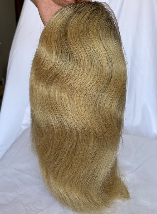 Voloria Toupee for Men 100% European Human Hair Swiss Lace Front Natural Hairline Hair Pieces 0.08mm Thin Skin PU V-looped Men's Hair Replacement System 8x10 Inches #4 Ombre Blonde Color - Image 4