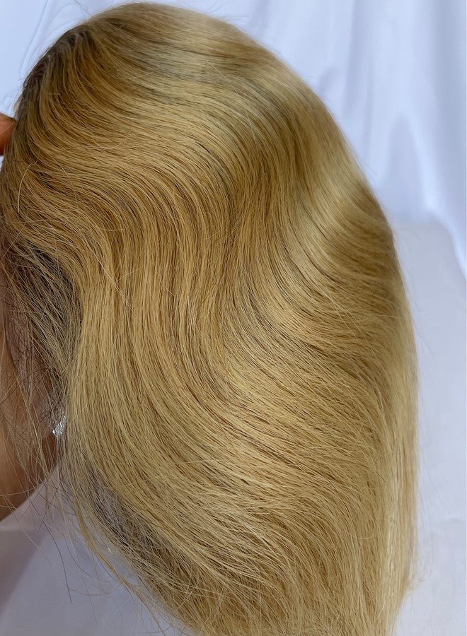 Voloria Toupee for Men 100% European Human Hair Swiss Lace Front Natural Hairline Hair Pieces 0.08mm Thin Skin PU V-looped Men's Hair Replacement System 8x10 Inches #4 Ombre Blonde Color - Image 5