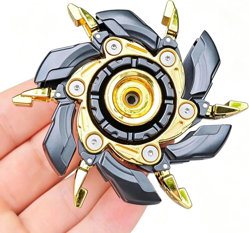 T-Conceal EDC Fidget Sliders Open Armor Spinning Top ألعاب تحريك للبالغين لتخفيف التوتر من المعدن المغناطيسي (أسود ذهبي) - Image 1