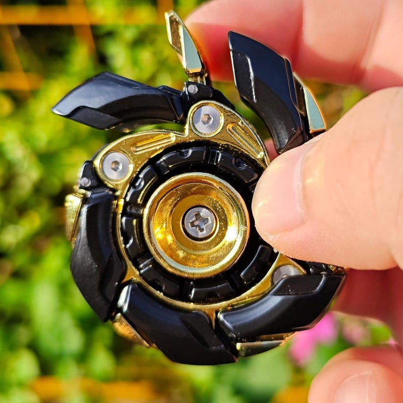 T-Conceal EDC Fidget Sliders Open Armor Spinning Top ألعاب تحريك للبالغين لتخفيف التوتر من المعدن المغناطيسي (أسود ذهبي) - Image 3