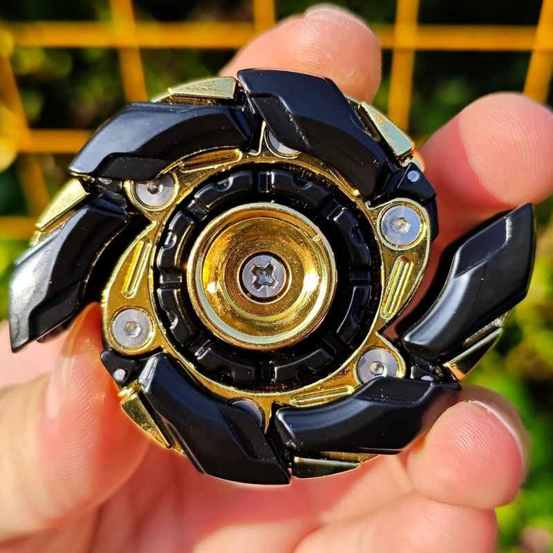 T-Conceal EDC Fidget Sliders Open Armor Spinning Top ألعاب تحريك للبالغين لتخفيف التوتر من المعدن المغناطيسي (أسود ذهبي) - Image 4